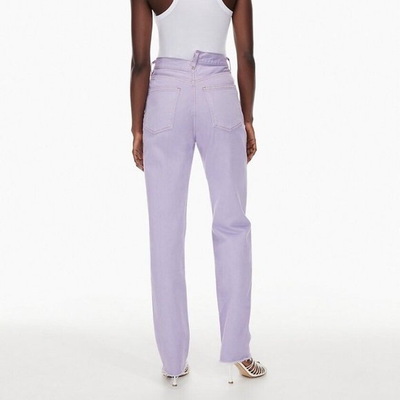 NWT $228 Agolde Lilac Criss Cross Straight Jean In Hard Candy Size 26 Raw Hems - Picture 2 of 11